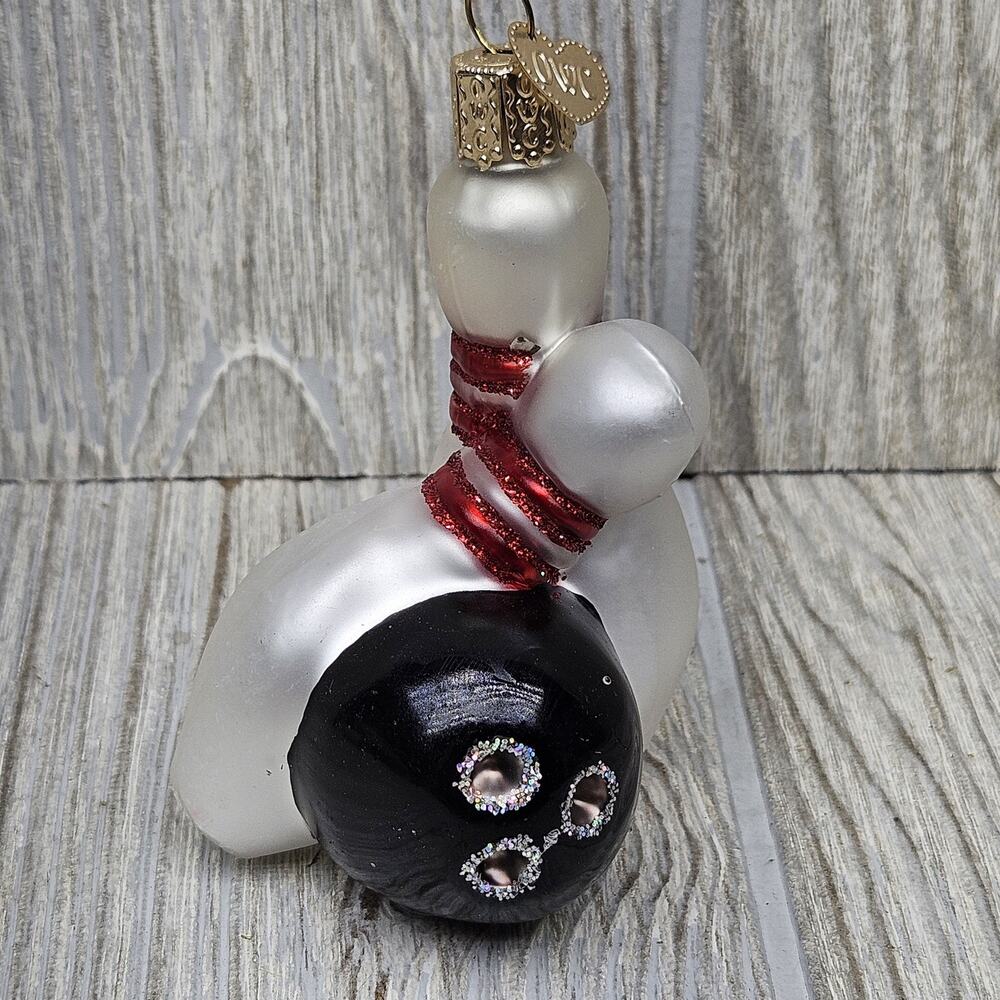 OWC Old World Christmas Bowling Pins‎ Ball Glass Ornament Vintage Decor Gift 4in